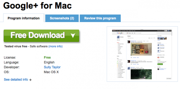 Google Plus Desktop App für Mac